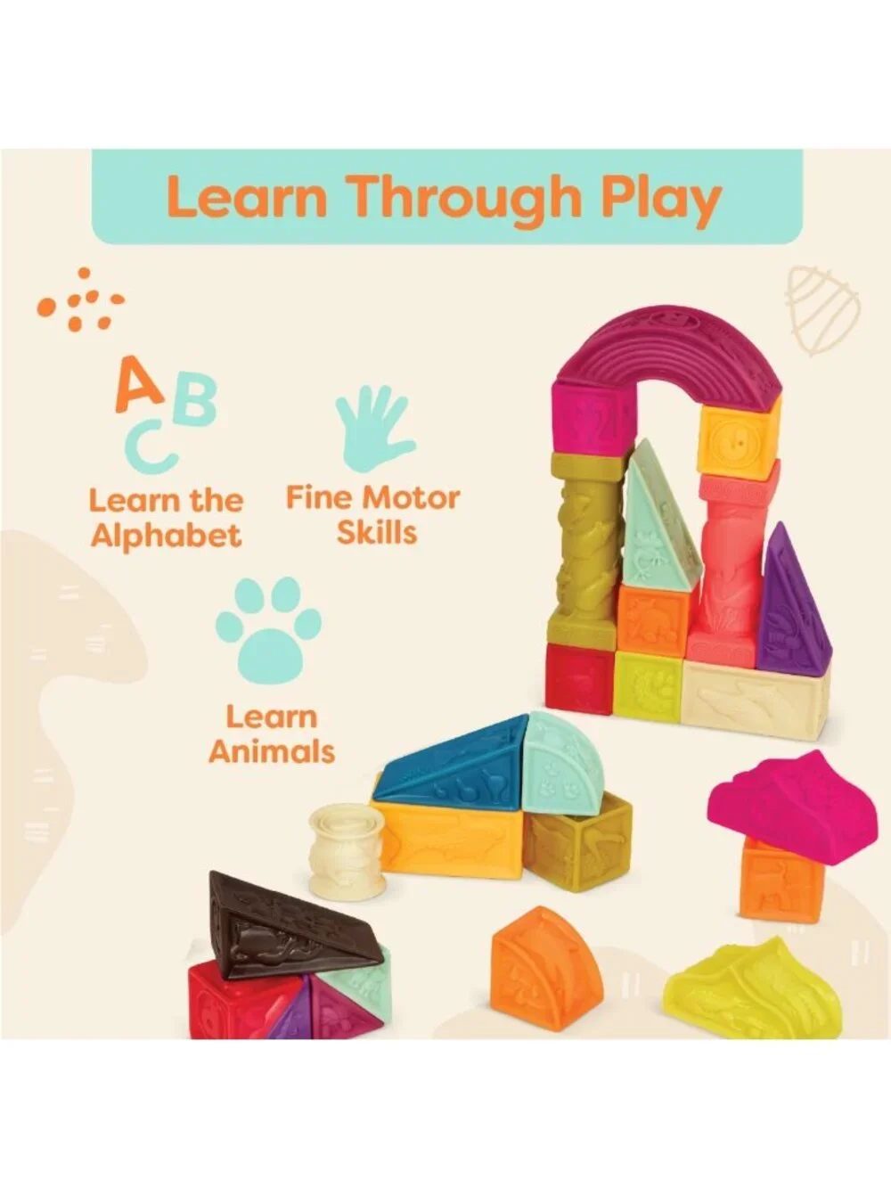 Soft Alphabet Baby Blocks - 26 Colorful Building Blocks for Infants & Toddlers